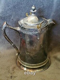 Vintage Reed & Barton Ice Water Pitcher Silver Plate Antique Patina Wheavy Liner