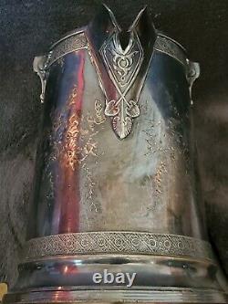 Vintage Reed & Barton Ice Water Pitcher Silver Plate Antique Patina Wheavy Liner