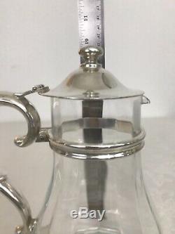 Vintage / Verre Antique Et Argent Claret Winejug / Pichet Eau Lidded