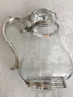 Vintage / Verre Antique Et Argent Claret Winejug / Pichet Eau Lidded