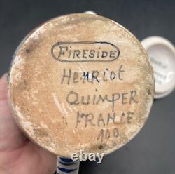 Vtg Henriot Quimper Puzzle Pot avec Anse Jarre à Eau Pichet Couvercle Faïence Française Homme