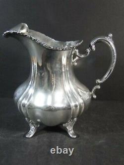 Vtg Poole N° 990 Lancaster Rose Pitcher À Pieds Avec Lèvre De Glace Argent Sterling Nm