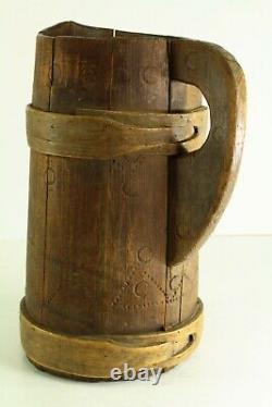 =antique 1800's Staved Wood Water Jug Grand Pitcher Nord Allemagne / Scandinave